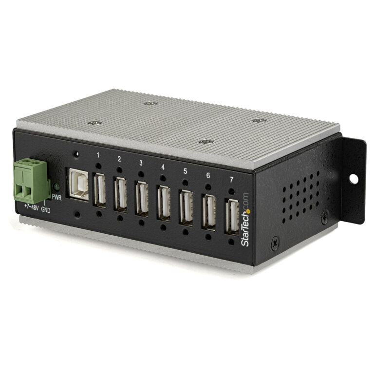 StarTech.com 7-Port USB 2.0 Hub - Metal Industrial USB-A Hub with ESD & 350W Surge Protection - Extended Operating Temp -40 to