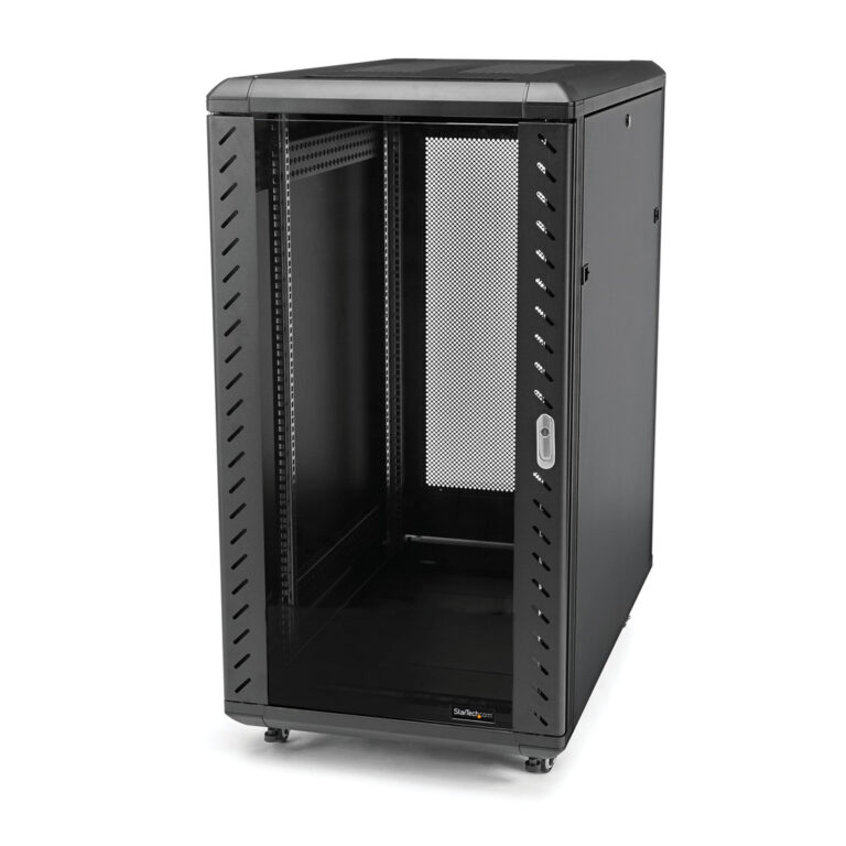 StarTech.com 4-Post 18U Server Rack Cabinet, Lockable 19" Data Rack Cabinet for Computer / AV / IT Equipment, Office / Home Net