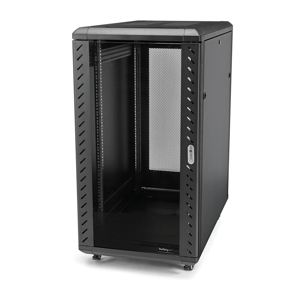 StarTech.com 4-Post 18U Server Rack Cabinet, Lockable 19" Data Rack Cabinet for Computer / AV / IT Equipment, Office / Home Net