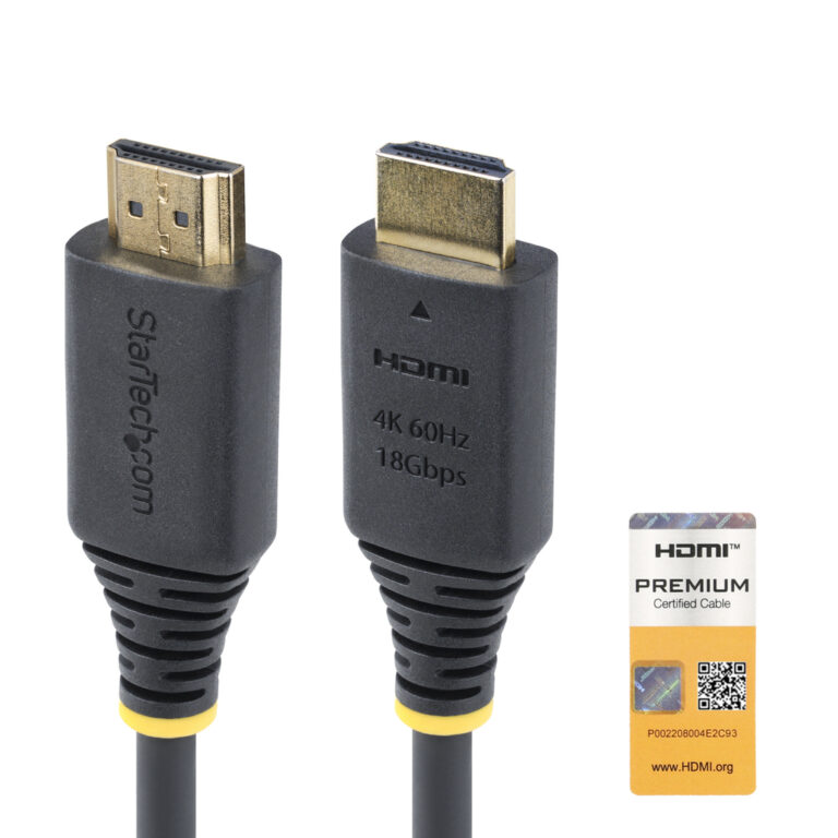 StarTech.com 1.6ft (50cm) Premium Certified High Speed HDMI Cable, 4K 60Hz/1440p 144Hz, HDR10/HDCP 2.2/ARC, 18Gbps, UHD HDMI 2.
