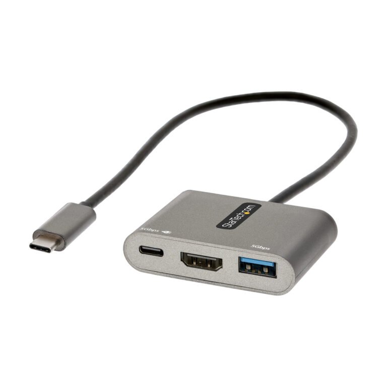 StarTech.com USB C Multiport Adapter, USB-C to HDMI 4K Video, 100W PD Pass-Through, USB 3.0 Hub 5Gbps (1xType-C/1xA), USB-C Min