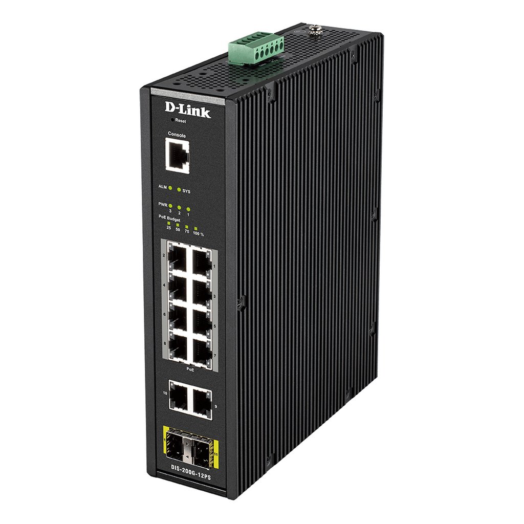 D-Link 12-Port L2 Industrial Smart Managed Switch with 10 x 1GBaseT(X) (8 PoE 240W) & 2 x SFP - Image 2