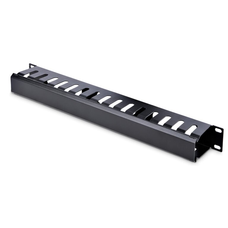 StarTech.com Horizontal 1U Server Rack Cable Management Finger Duct w/ Cover - 19" Network Rack Wire Duct Raceway Panel - Slott