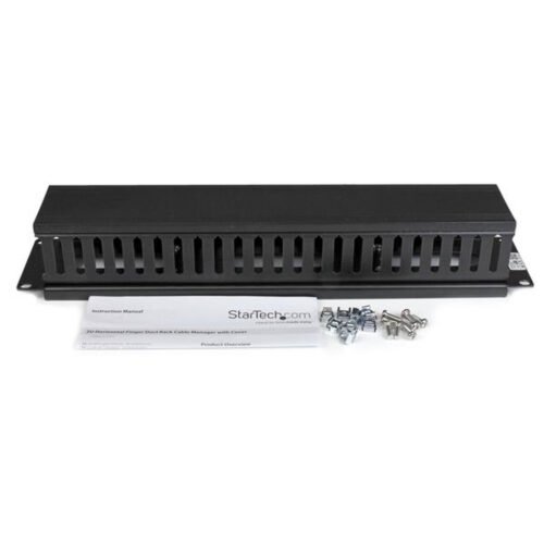 StarTech.com Horizontal 2U Server Rack Cable Management Finger Duct w/ Cover - 19" Network Rack Wire Duct Raceway Panel - Slott - Image 10