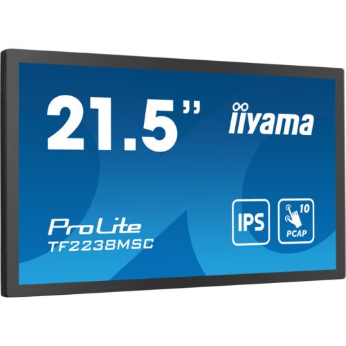 iiyama 21.5” 10pt Optical Bonded PCAP Open Frame Touch monitor with IPS panel technology, edge-to-edge glass design, anti-fin
