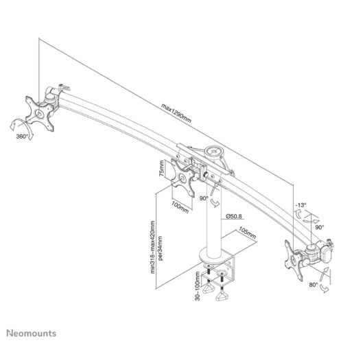 Neomounts FPMA-D700D3 Monitor arm 10-27" - Image 8