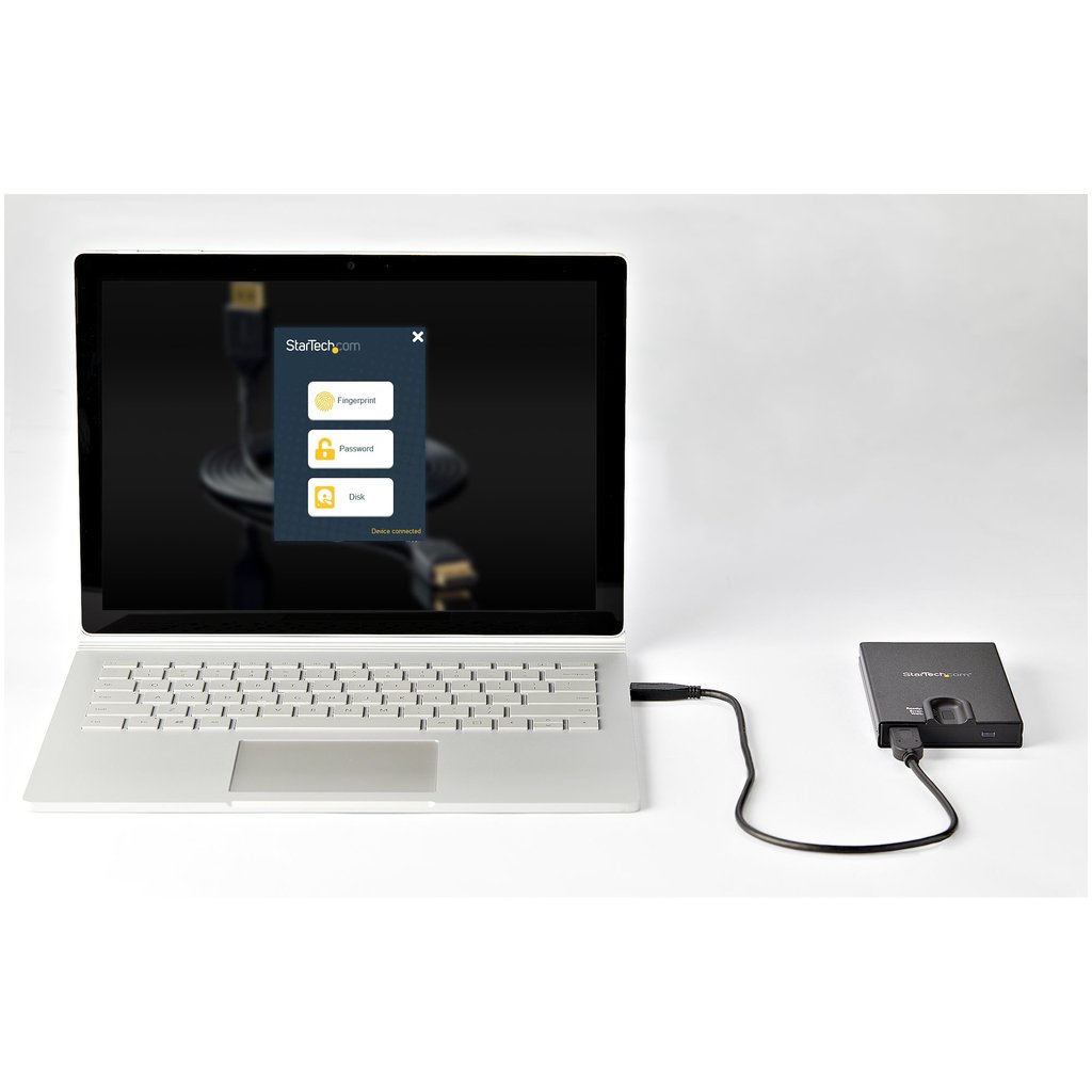 StarTech.com Biometric Enclosure - Encrypted USB 3.0 2.5" SATA Hard Drive Enclosure - Fingerprint/Password Access - 256-bit AES - Image 6