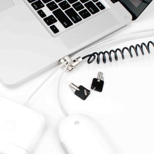 Compulocks T-bar Security Keyed Coiled Cable Lock Black