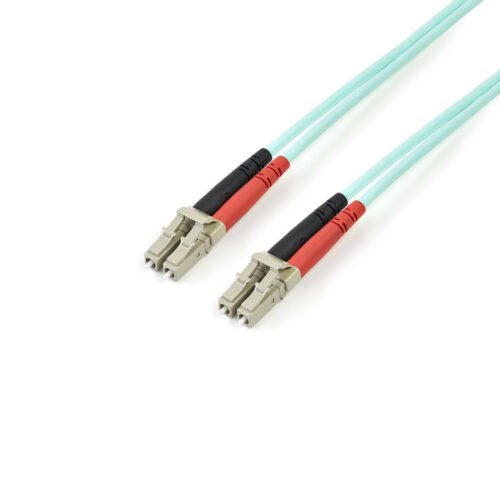 StarTech.com 5m (16.4ft) LC/UPC to LC/UPC OM3 Multimode Fiber Optic Cable, Full Duplex 50/125µm Zipcord Fiber Cable, 100G, Low