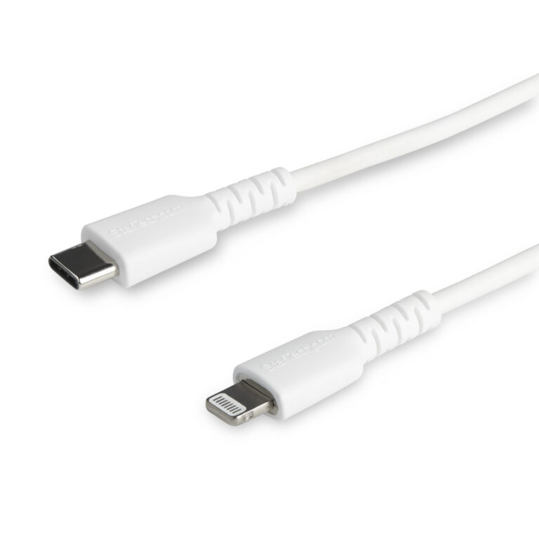 StarTech.com 6 foot (2m) Durable White USB-C to Lightning Cable - Heavy Duty Rugged Aramid Fiber USB Type C to Lightning Charge