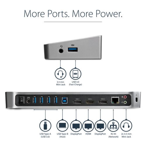 StarTech.com Triple-Monitor USB 3.0 Docking Station - 1x HDMI - 2x DisplayPort - Image 8