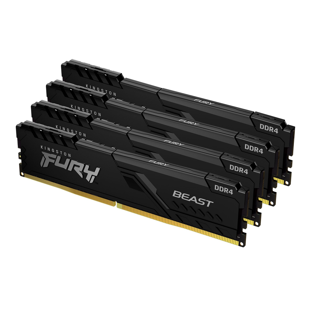 Kingston Technology FURY Beast 128GB 3200MT/s DDR4 CL16 DIMM (Kit of 4) Black