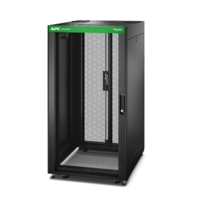 APC Easy Rack, 24U, Black, With Roof, Castors, Feet, 4 Brackets, and Side Panels, No Bottom, 1198H x 600W x 800D mm