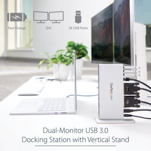 StarTech.com Dual-Monitor USB 3.0 Docking Station with DVI and Vertical Stand - Image 9