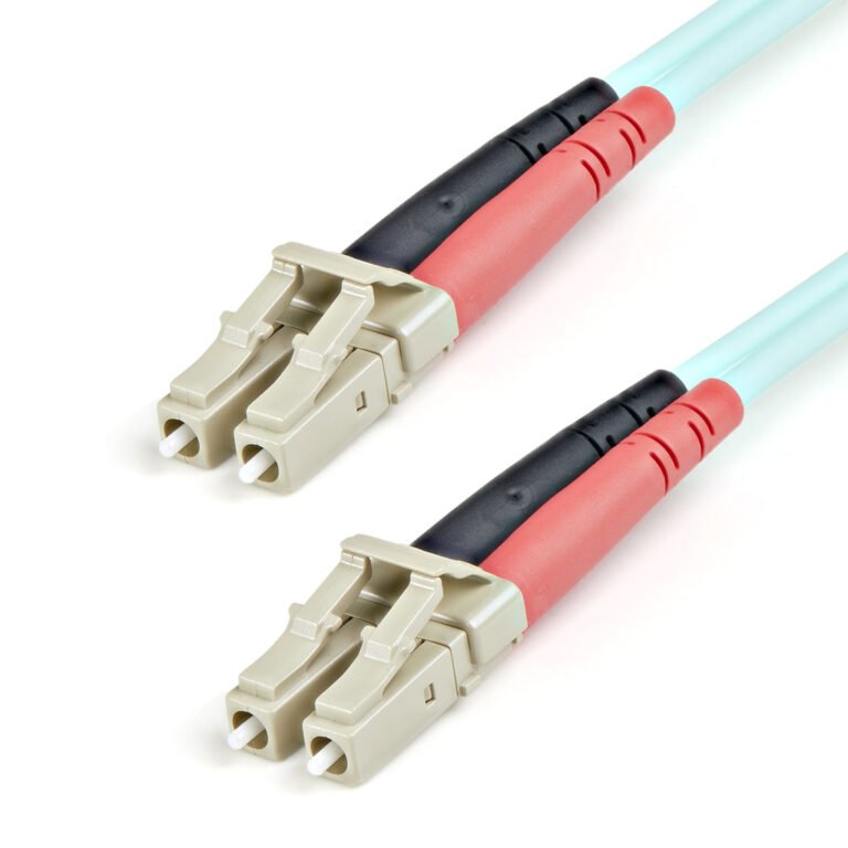 StarTech.com 1m (3ft) LC/UPC to LC/UPC OM3 Multimode Fiber Optic Cable, Full Duplex 50/125µm Zipcord Fiber Cable, 100G, Low In