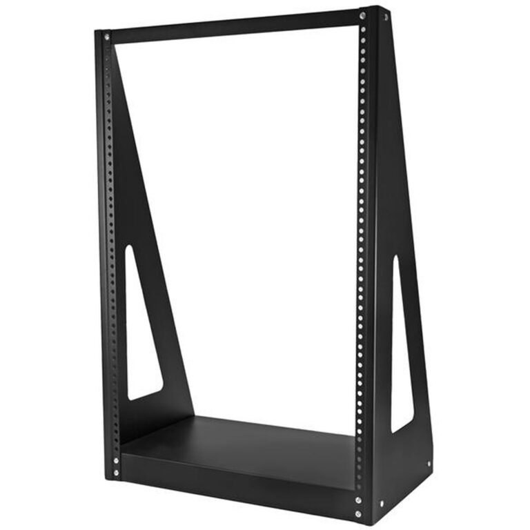 StarTech.com 2-Post 16U Heavy-Duty Desktop Server Rack, Small Open Frame 19in Computer Rack, Compact Network Rack for AV / Stud