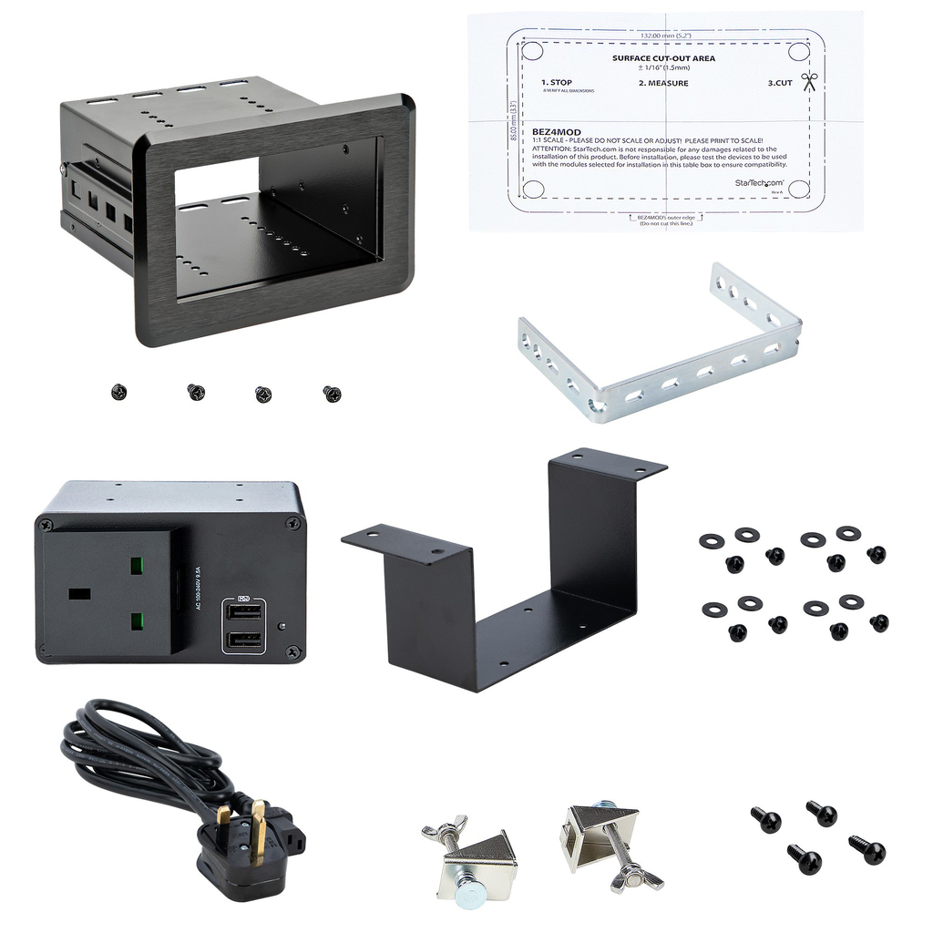 StarTech.com Conference Table Power Center with 1x CE Certified BS1363 AC Outlet & 2x USB BC 1.2 - Recessed In-Table/Desk Power - Image 7