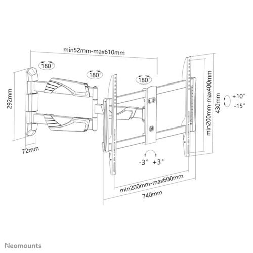 Neomounts NM-W460BLACK TV mount wall 32-60" - full motion - Image 2