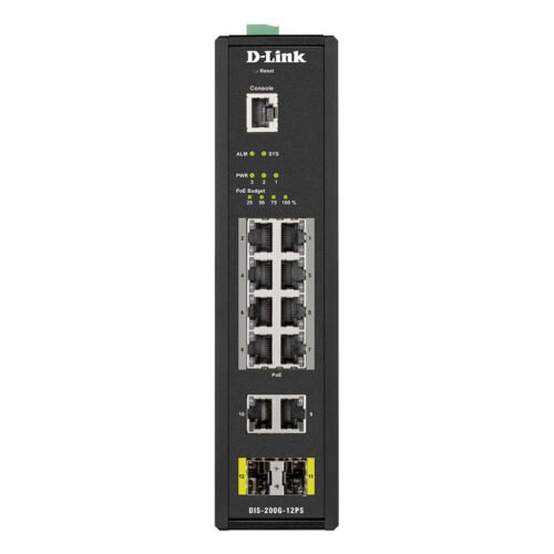 D-Link 12-Port L2 Industrial Smart Managed Switch with 10 x 1GBaseT(X) (8 PoE 240W) & 2 x SFP - Image 3