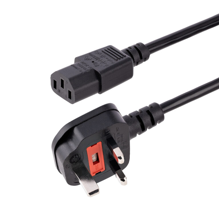 StarTech.com 10ft (3m) UK Computer Power Cable, 18AWG, BS 1363 to C13, 10A 250V, Black Replacement AC Power Cord, Kettle Lead /