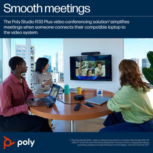 POLY Studio R30 USB Video Bar and BT Remote with HP USB-C Dock G5 (ABU) - Image 6