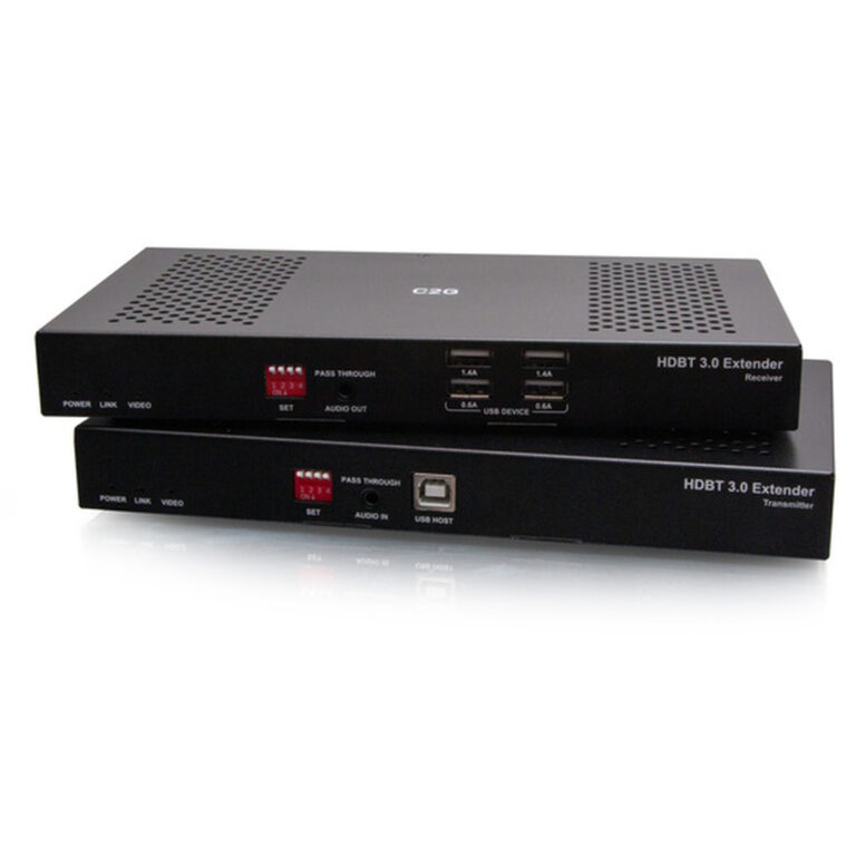 C2G HDMI HDBaseT + USB-B to A + RS232 Over Cat Extender Box TX to Box RX (18Gbps) 4K 60Hz up to 100m (328ft)