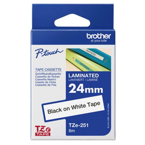 Brother TZE-251 label-making tape Black on white - Image 2