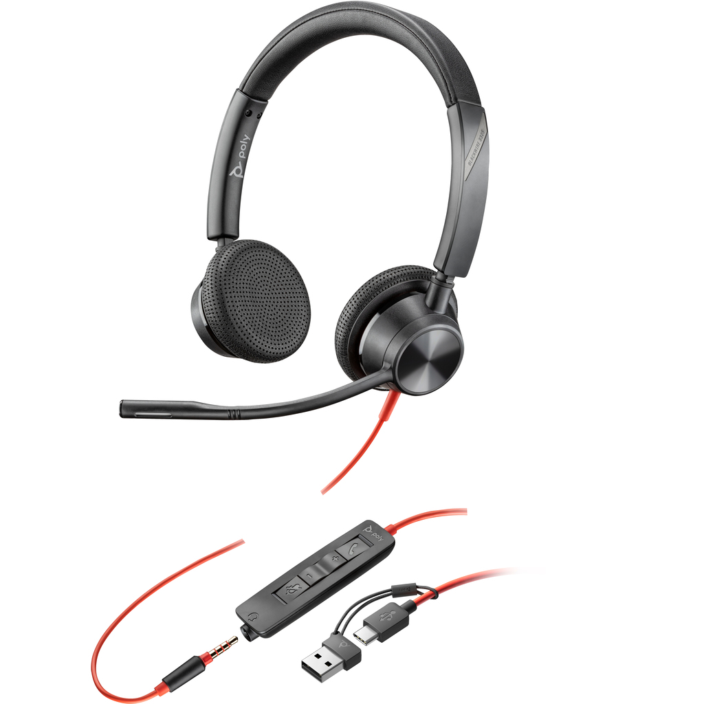 POLY Blackwire 3325 Stereo USB-C Headset +3.5mm Plug +USB-C/A Adapter - Image 9