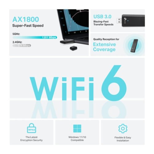 TP-Link Archer AX1800 Dual Band Wi-Fi 6 Wireless USB Adapter - Image 4