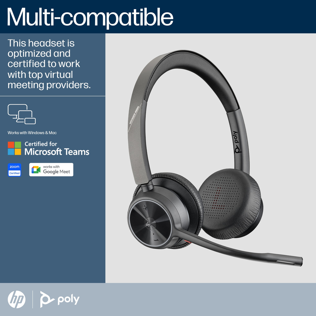 POLY Voyager 4320-M Microsoft Teams Certified Headset +BT700 dongle +Charging Stand - Image 4