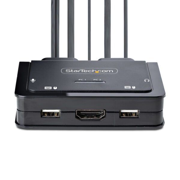 StarTech.com 2-Port Hybrid USB-C HDMI Cable KVM Switch, 4K 60Hz, Compact KVM with 6ft/1.8m USB-A/HDMI/Audio & 4ft/1.2m USB-C In - Image 2