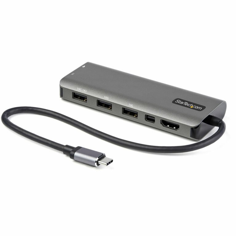 StarTech.com USB C Multiport Adapter - USB-C to HDMI or Mini DisplayPort 4K 60Hz, 100W Power Delivery Pass-Through, 4-Port 10Gb