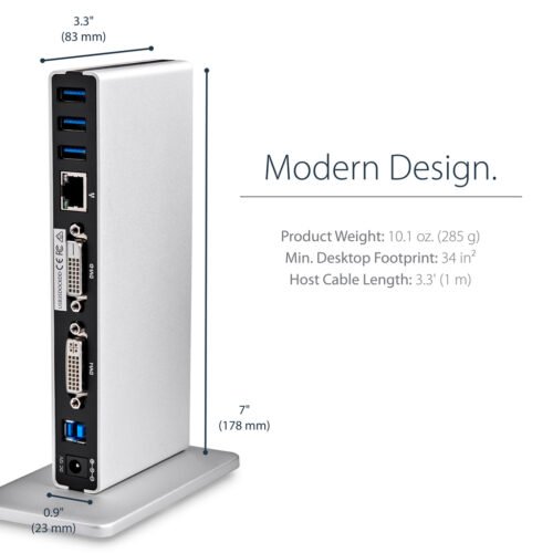 StarTech.com Dual-Monitor USB 3.0 Docking Station with DVI and Vertical Stand - Image 12