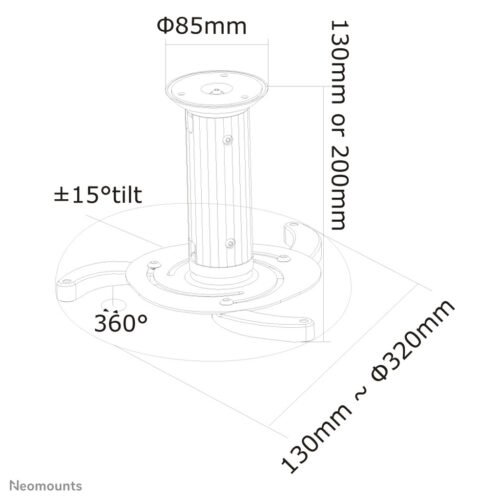 Neomounts BEAMER-C80 Beamer ceiling mount - h 13-20 cm - full motion - Image 2