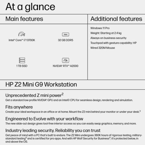 HP Z2 Mini G9 Intel® Core™ i7 i7-13700K 32 GB DDR5-SDRAM 1 TB SSD NVIDIA RTX A2000 Windows 11 Pro Mini PC Workstatio - Image 4