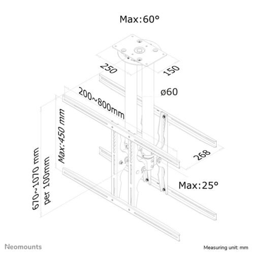 Neomounts PLASMA-C100D Dual monitor/TV mount ceiling 37-75" - h 67-107 cm - Image 2