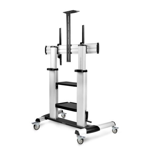 StarTech.com Rolling TV Cart/Stand On Wheels For 60-100inch Flat Screens Up To 220lb (100kg), Height Adjustment via Hand Crank, - Image 2