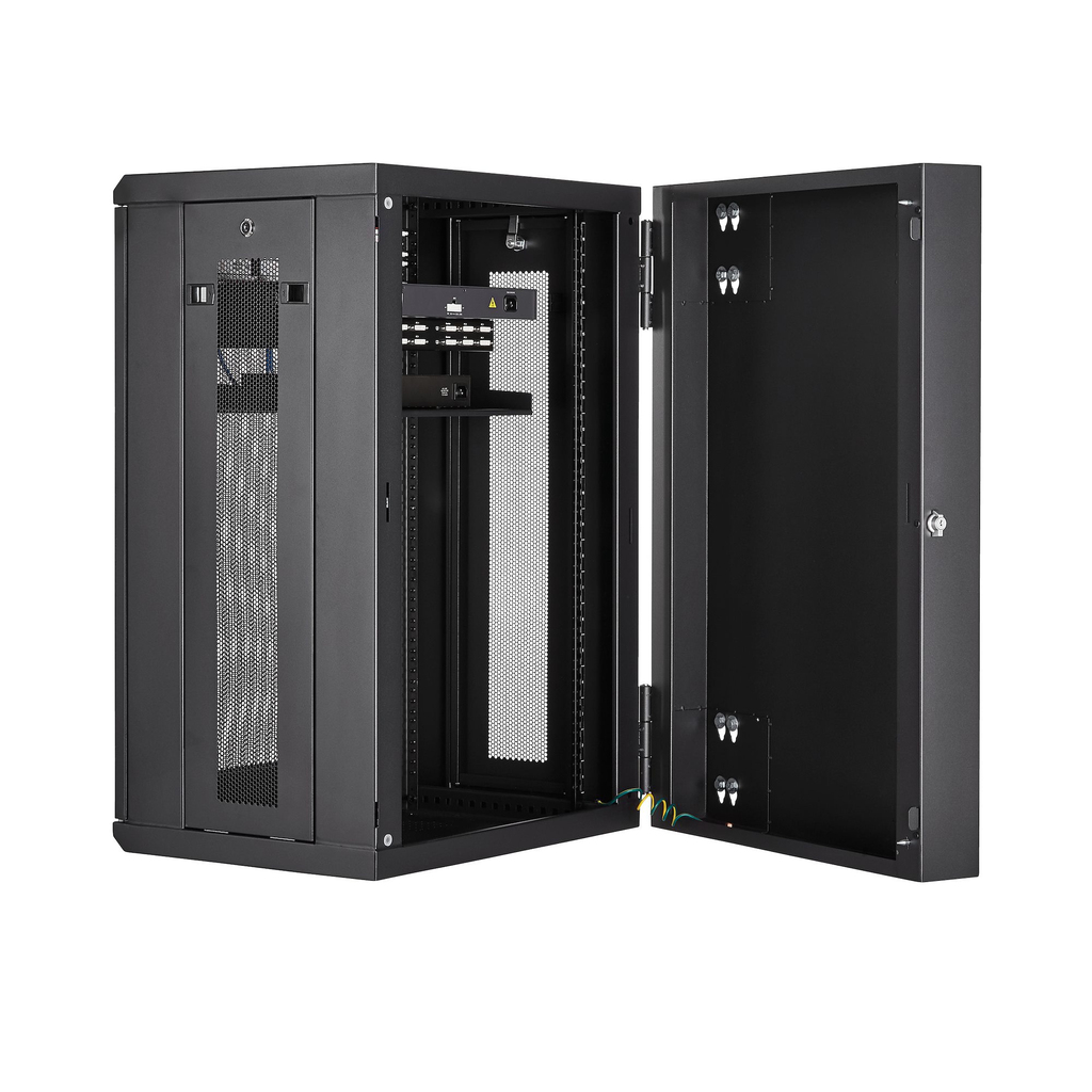 StarTech.com 4-Post 18U Wall Mount Network Cabinet with 1U Shelf, 19" Hinged Wall-Mounted Server Rack for Data / AV / Electroni - Image 5