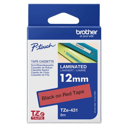Brother TZE-431 label-making tape Black on red - Image 2