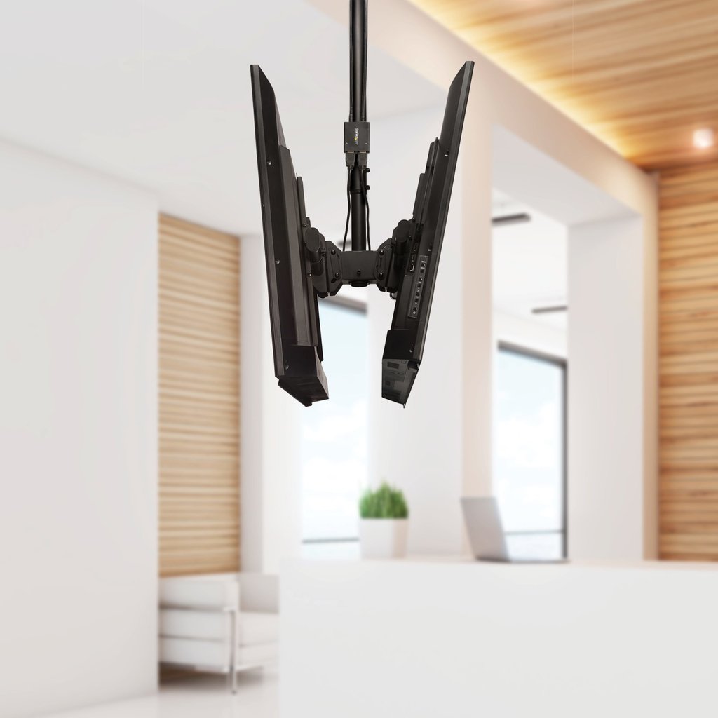 StarTech.com Dual TV Ceiling Mount - Back-to-Back Heavy Duty Hanging Dual Screen Mount with Adjustable Telescopic Pole - Tilt/S - Image 7
