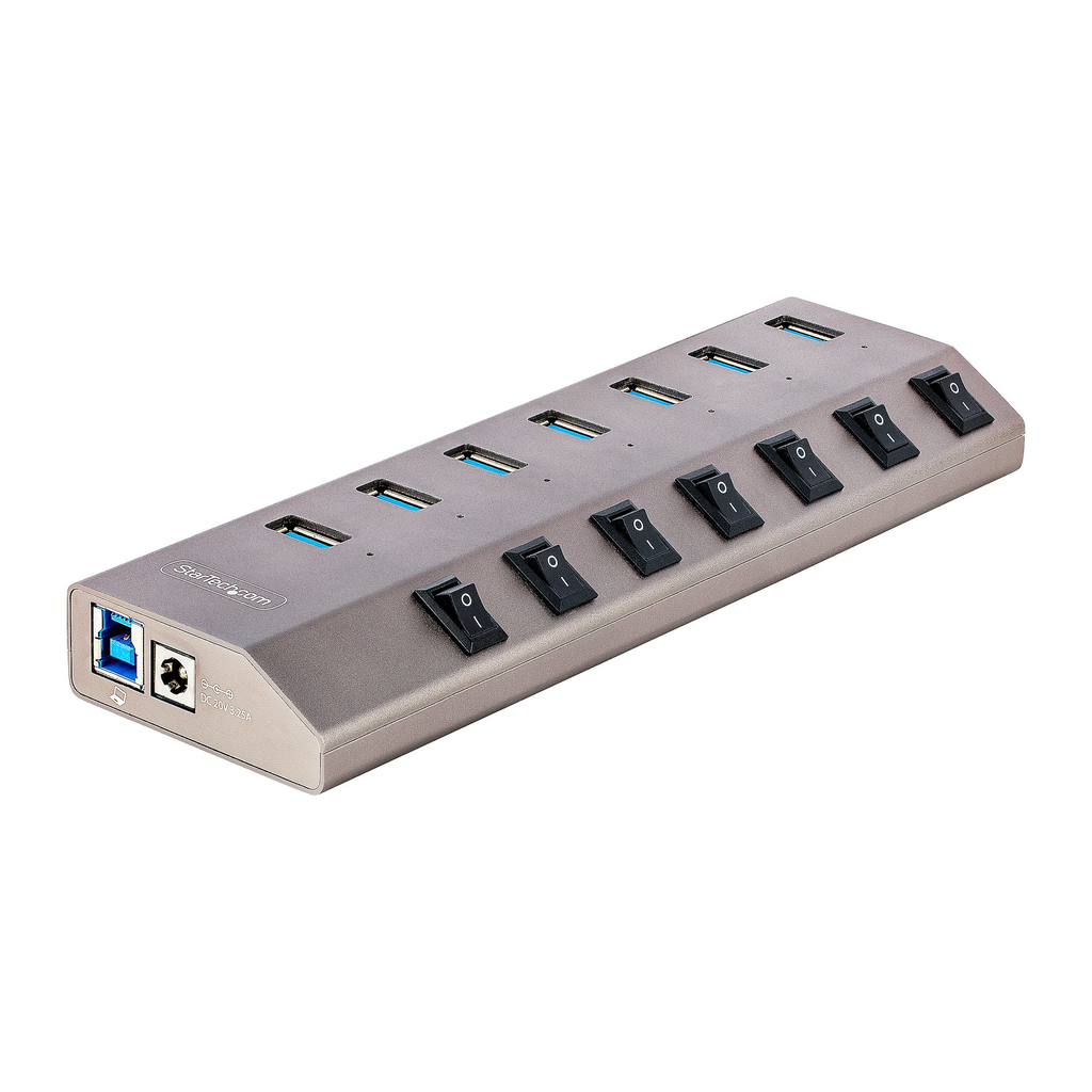 StarTech.com 7-Port Self-Powered USB-C Hub with Individual On/Off Switches, USB 3.0 5Gbps Expansion Hub w/Power Supply, Desktop