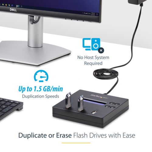 StarTech.com Standalone 1 to 2 USB Thumb Drive Duplicator and Eraser, Multiple USB Flash Drive Copier, System and File and Whol - Image 15