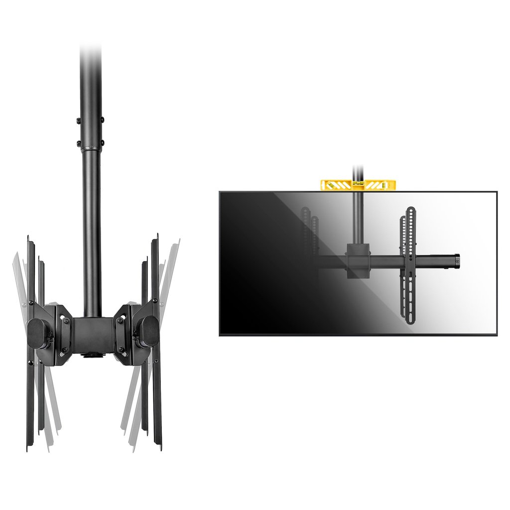 StarTech.com Dual TV Ceiling Mount - Back-to-Back Heavy Duty Hanging Dual Screen Mount with Adjustable Telescopic Pole - Tilt/S - Image 6