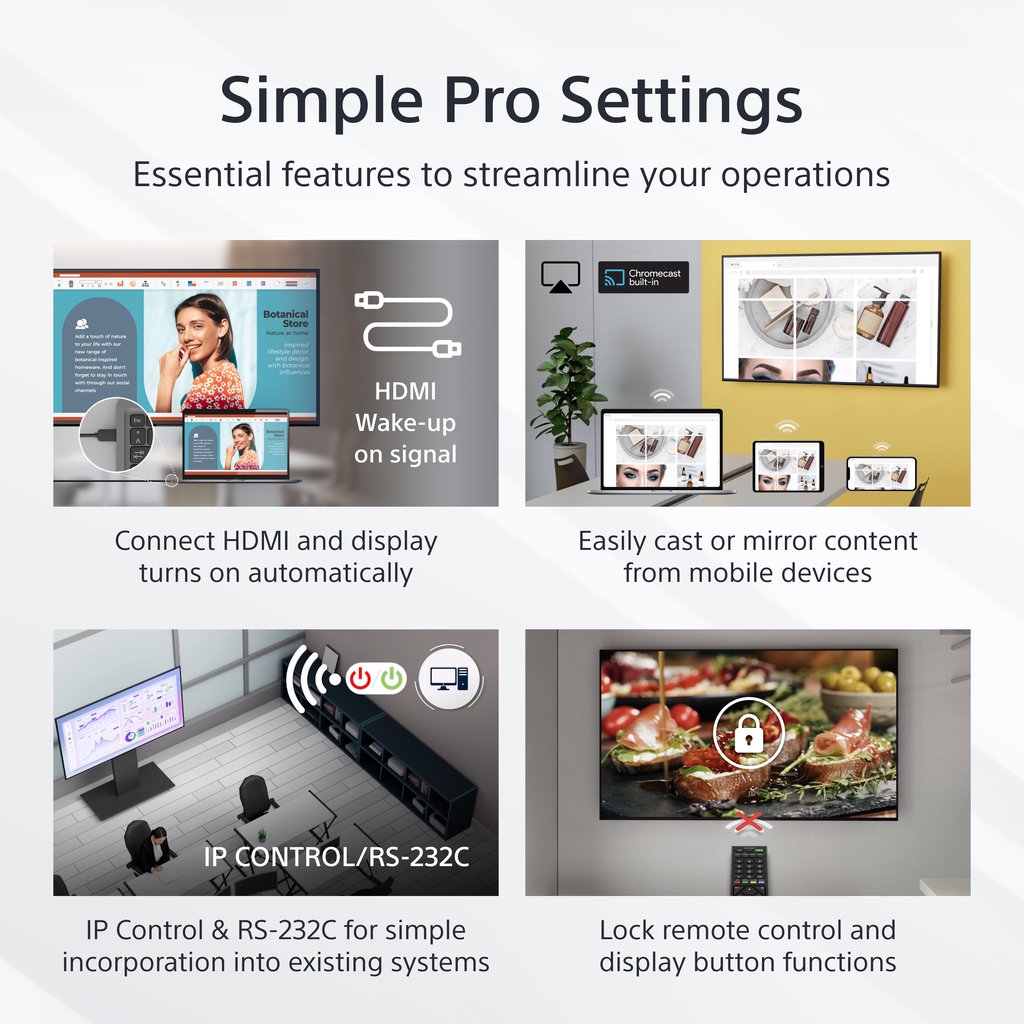 Sony FW-50EZ20L Signage Display Digital signage flat panel 127 cm (50") LED Wi-Fi 350 cd/m² 4K Ultra HD Black Android 16/7 - Image 2