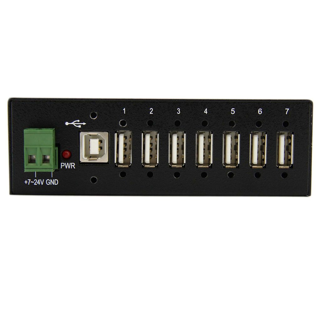 StarTech.com 7-Port USB 2.0 Hub - Metal Industrial USB-A Hub with ESD Protection & 350W Surge Protection - Din Rail, Wall or De - Image 3