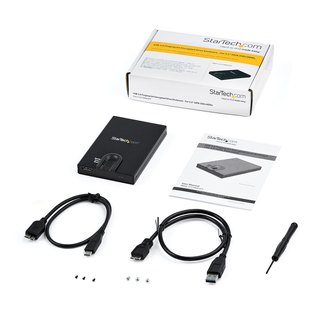 StarTech.com Biometric Enclosure - Encrypted USB 3.0 2.5" SATA Hard Drive Enclosure - Fingerprint/Password Access - 256-bit AES - Image 8