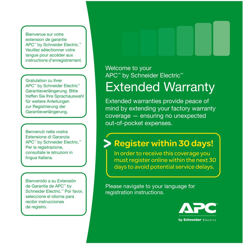 APC Warranty extension service pack, for new product purchase, 3yr, level 01A