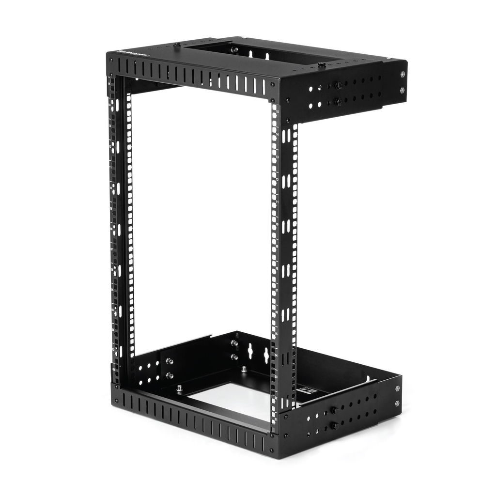 StarTech.com 15U 19" Wall Mount Network Rack - Adjustable Depth 12-20" 2 Post Open Frame Server Room Rack for AV/Data/ IT Commu