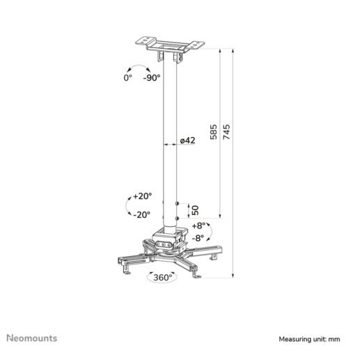 Neomounts CL25-550BL1 Beamer ceiling mount - h 74,5-114,5 cm - easy-install - full motion - Image 17