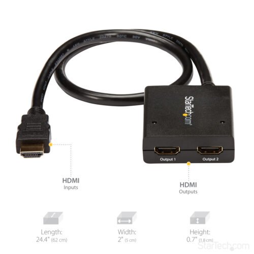 StarTech.com 4K HDMI 2-Port Video Splitter – 1x2 HDMI Splitter – Powered by USB or Power Adapter – 4K 30Hz - Image 12